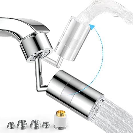 AMENER Kitchen Tap Head,Eye Wash Tools attachment 1.68GPM Universal Sprayer 720 Angle Water Saving Swivel Faucet Sink Aerator Attachment 2 Mode(Soft Bubble and Strong Sprayer) 70% Metal Splash Filter