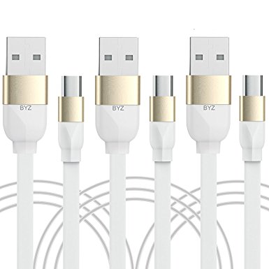 TOBETB 3 Pack Micro USB Charging Cable 4ft White and Gold
