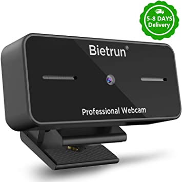 Webcam with Microphone, 1080p Full HD, Auto Focus, 165° Wide Angle, 30 FPS, True 5 Million Pixels, Streaming Computer Web Camera -USB Computer Camera for YouTube Live Video Recording, Skype, Whatsapp