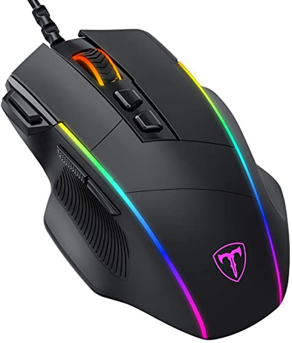 Gaming Mouse, PICTEK Programmable Mouse with Side Buttons, Adjustable RGB Lighting Modes and DPI Levels, Ergonomic Gaming Mice for Computer, Laptop, Windows, Apple