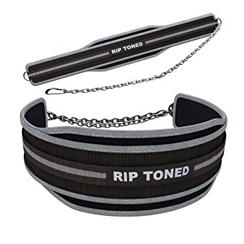 Lifting Dip Belt By Rip Toned - 6 Inch Wide Weightlifting Dip Belt With Heavy Duty Steel Chain & Bonus Ebook - For Powerlifting, Xfit, Bodybuilding, Strength & Weight Training, MMA - Lifetime Warranty