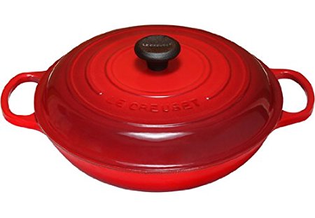 Le Creuset Signature Enameled Cast-Iron 3-3/4-Quart Round Braiser, Cerise (Cherry Red)