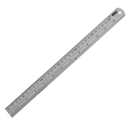GLE2016 12 Inch/30cm Metal Metric Rigid Straight Edge Ruler for Measuring 2 Pack