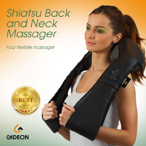 Gideon™ Portable Shiatsu Massager for Back, Neck, Shoulder and Feet with Therapeutic Heat / Multi-Directional Massage, Relax, Sooth and Relieve Neck, Shoulder, Back and foot Pain