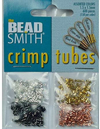 Beadsmith 4 Color Variety Pack Plated Crimp Beads 1.5x1.5mm (600 Total)