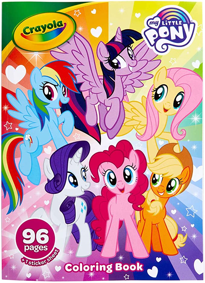 Crayola My Little Pony Coloring Book with Stickers, Gift for Girls and Boys, 96 Pages, Ages 3, 4, 5, 6