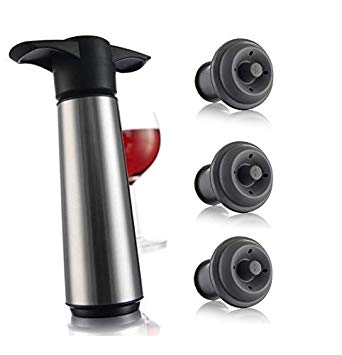 Vacu Vin Stainless Steele Wine Saver (Stainless Steel Save 1 Pump 3 Stoppers)