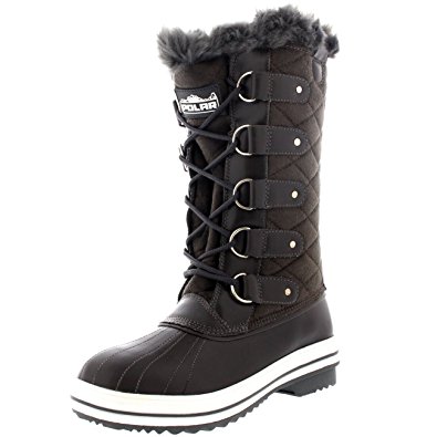 Womens Snow Boot Nylon Tall Winter Snow Waterproof Fur Lined Warm Rain Boot