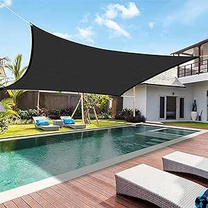 Sun Shade Canopy - Outdoor Sun Shade Sails, Swimming Pool Sun Awning, 95% Sunshine Protection, Rectangle Shade Canopy Sunshine Block Sun Shade for Patio Garden Outdoor Facility