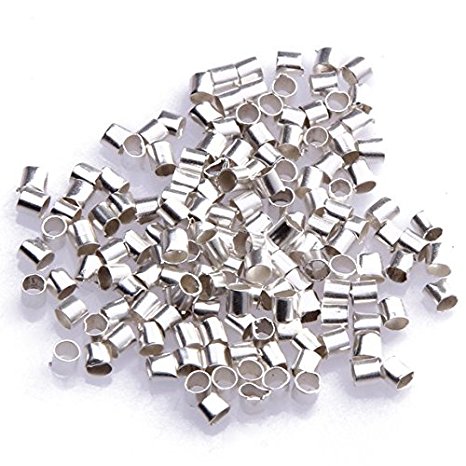 Beautiful Bead 2mm Silver Plated Tube Crimp Beads for Jewelry Making (About 500pcs)