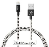 iXCC Ascend Series Nylon Braided 8 pin Lightning to USB Cable for Select iPhone iPad iPod Models 4 Feet Black Apple MFI Certified