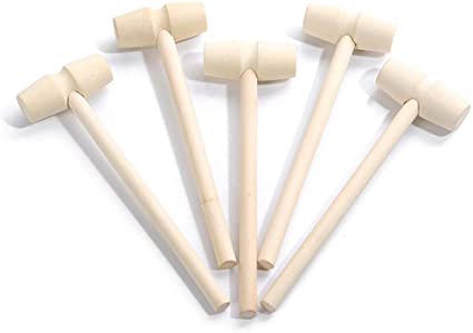 10 Pcs Wooden Mini Hammers Multi-Purpose Natural Wood Hammer for Kids Toys Crab Lobster Mallets