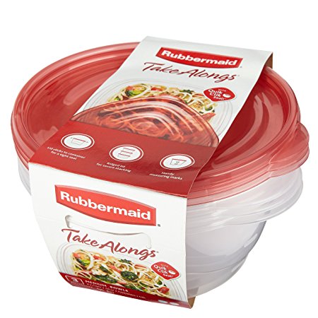 Rubbermaid TakeAlongs 6.2 Cup Medium Bowls, Food Storage Container, 3 Pack