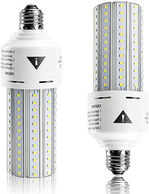 2 Pack Led Light Bulbs 7500 Lm 500W Equivalent Super Bright 5000K Daylight White Led Bulbs E26/E27 Medium Base Led Corn Light Bulb for Outdoor Indoor Garage Warehouse Factory Workshop Street Backyard