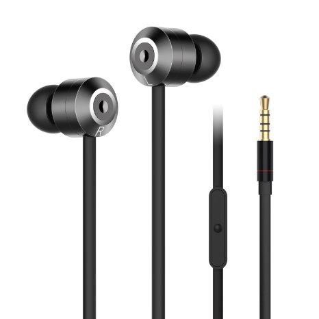 Earphones,TechRise Wired Stereo In-ear Headset Earbuds with Mic,High Definition, Tangle Free, Noise Isolating , Heavy Duty Bass for iPods, iPhones, iPads ,MP3 and Android Mobile Phones