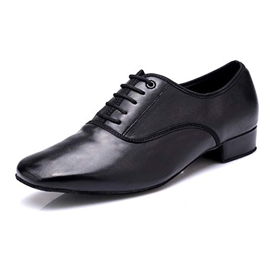 DLisiting Latin Dance Shoes Mens Ballroom Leather Modern Dancing Shoes