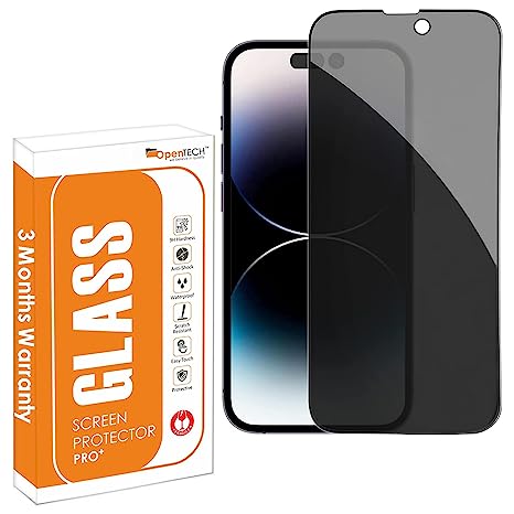 OpenTech® Privacy Tempered Glass Screen Protector Compatible for iPhone 14 Pro Max (6.7 Inches) with Edge to Edge Coverage and Easy Installation kit