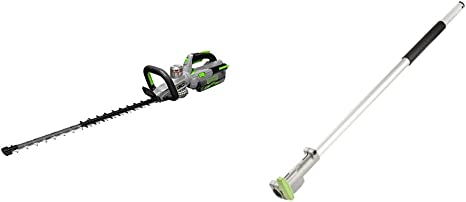 EGO Power  HT2501 25-Inch 56-Volt Cordless Hedge Trimmer Kit with 2.5Ah Battery and Charger & EGO Power  EP7500 31-Inch Extension Pole Attachment for EGO Power Head PH1400 and Pole Saw Attachment