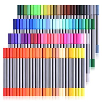 100 Colors Marker Pens - Dual Tip Brush Pens (1-2mm) with Fineliners (0.4mm) Art Markers for Adult Coloring Books, Drawing, Painting, Sketching, Calligraphy