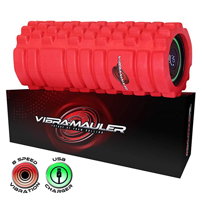 Master of Muscle Vibrating Foam Roller - 8 Speed - Best High-Intensity Vibration for Sports Massage Therapy, Deep Tissue, Myofascial Release - Firm Density Electric Back Massager
