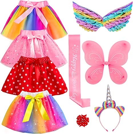Meland Tutus for Girls - Girls Tutu Skirt for Toddler Kids, Toddler Tutu for Princess Dress Up with Pink Red Tutu, Dress Up Clothes for Little Girls Birthday Gifts Toys for Girls Age 3 4 5 6 7 8