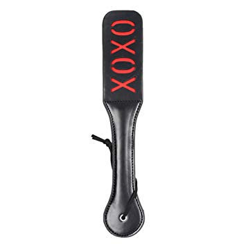 Sexysamba Adult Leather Slapper Hand Spanking Paddle Flogger Whip Toys Double Layers for Sex Games(1pc,XOXO)