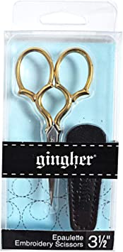 Epaulette Embroidery Scissors 3.5-W/Leather Sheath by Gingher