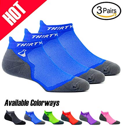 Thirty 48 Ultralight Athletic Running Socks for Men and Women with Seamless Toe, Moisture Wicking, Cushion Padding