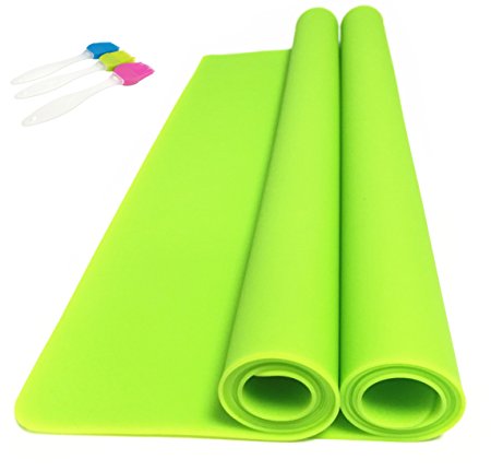 EPHome 2Pack Extra Large Multipurpose Silicone Nonstick Baking Mat, Pastry Mat, Heat Resistant Nonskid Table Mat, Countertop Protector, 23.6''15.75'' (Green)