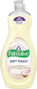 Palmolive Ultra Soft Touch Liquid Dish Soap | Soft Touch on Hands | Tough-on-Grease | Concentrated Formula | Coconut Butter & Orchid Scent - 20 Ounce Bottle (Pack of 3)