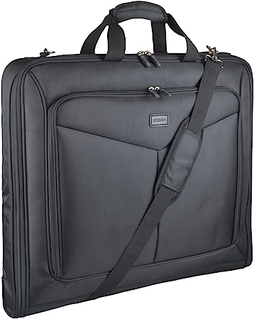 Foldable Carry On Garment Bag Fit 3 Suits, 44 inch Suit Bag for Travel and Business Trips with Shoulder Strap