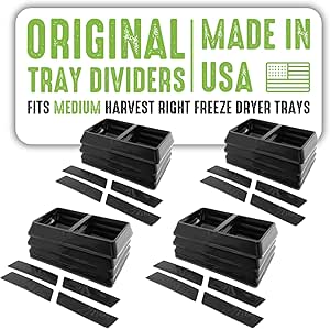 Tray Dividers for Medium Harvest Right Freeze Dryer Trays (Set of 16 Dividers - Fits 4 Medium Trays, Black), Freeze Dryer Accessories, Adjustable Portions