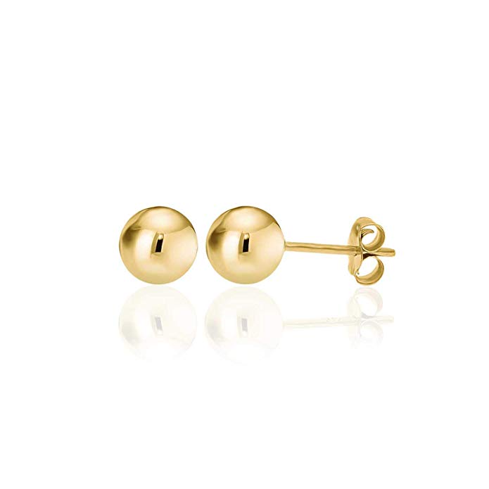 14K Yellow Gold Filled Round Ball Stud Earrings Pushback Available from 2mm - 9mm