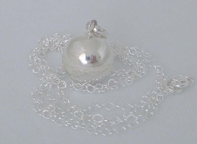 14mm Sterling silver plain harmony ball Mexican bola chain necklace