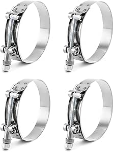 QWORK 3" T-Bolt Hose Clamp Stainless Steel, Working Range 83mm-91mm for 3" Hose ID, Turbo Intake Intercooler Clamp, 4 Pack