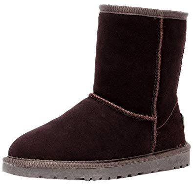 Shenn Women's Winter Warm Classic Mid-Calf Suede Leather Snow Boots