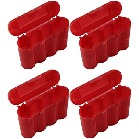 AA AAA CR123A Red Battery Holder Storage Case 4 Cases