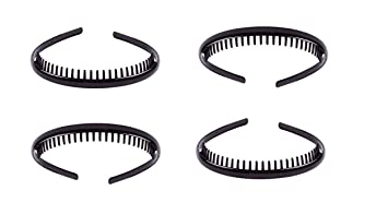 DMtse Set Of 4 Fashion Plastic Headband Teeth Comb Hairband Hair Hoop Accessory Black For Women Men