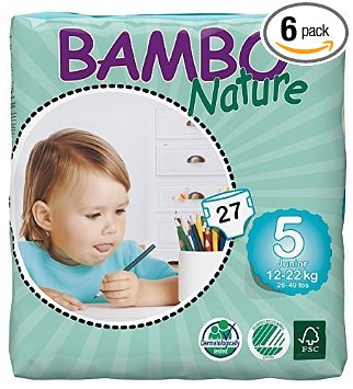 Bambo Nature Premium Baby Diapers, Size 5, 162 Count (6 Packs of 27)
