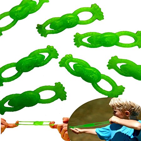 Dazzling Toys Stretchable Flying Slingshot Frogs, 3.5", 12 Count, Assorted Colors