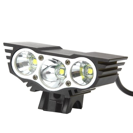 Esscoe 5000 Lumen 3x CREE XML U2 LED Cycling Bicycle Bike Light Lamp HeadLight Headlamp Black (X3-Black)