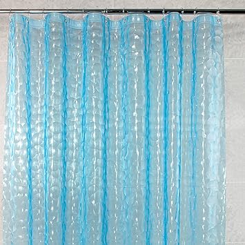 VENICE COLLECTIONS Shower Curtain Liner 3D Semi Transparent Heavy 8G Thick PEVA Waterproof Plastic Metal Grommets and Weighted Magnets 70 x 72 inches with Hooks Bubble Sky Blue