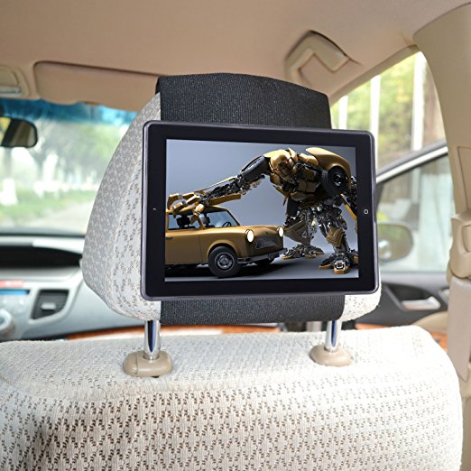 TFY iPad 4 / iPad 3 / iPad 2 Car Headrest Mount Holder-Fast-Attach Fast-Release Edition - Black