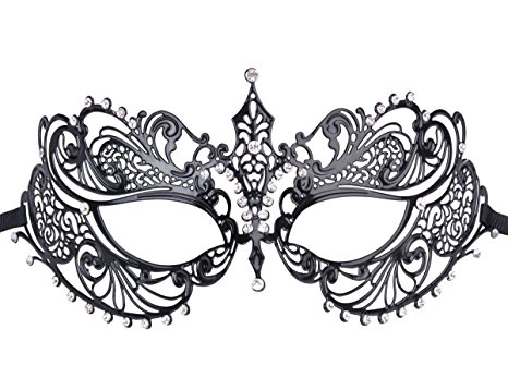 Diamante Luxury Venetian Style Metal Filigree Masquerade Mask