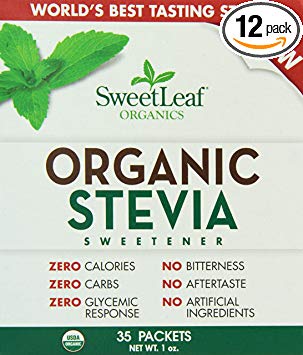 SweetLeaf Organic Stevia Sweetener, 35 Packets (Pack of 12)