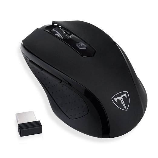 24G Wireless Mouse Pictek Mobile Optical Mouse Computer Mice with 6 Buttons Nano Receiver15 Months Battery Life2400 DPI 5 Adjustable Levels Black