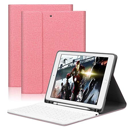 GOOJODOQ Keyboard Case Applied to New iPad 2017/2018 9.7" / iPad Air/iPad Air 2/iPad pro 9.7”-Soft TPU Stand Cover[Viewing Angle Adjustable] Magnetically Detachable Wireless Bluetooth V3.0 Keyboard