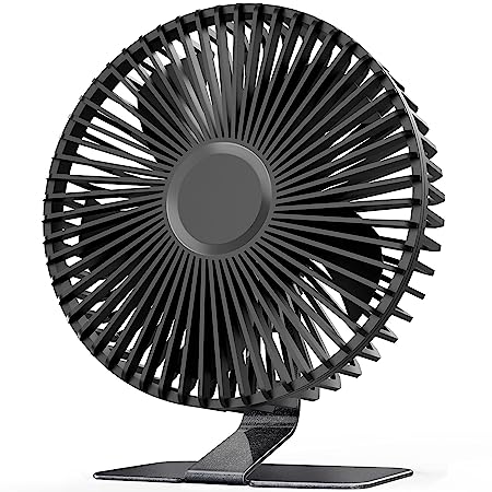 SLENPET 6 inch USB Desk Fan, 4 Speeds, Ultra-quiet, 90° Adjustment for Better Cooling, Portable Mini Powerful Desktop Table Fan, Small Personal Fan for Home Office, Metal Base, Black