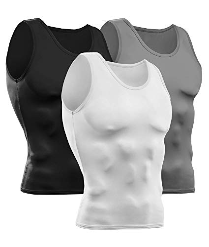 DRSKIN 1~3 Pack Undershirts Running Shirt Tank Tops Men's Cool Dry Compression Baselayer Sleeveless