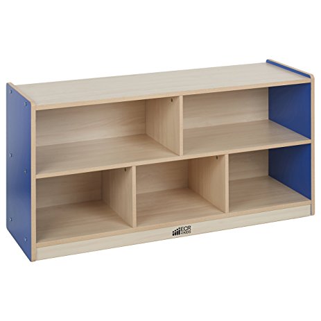 ECR4Kids Colorful Essentials 5-Compartment Storage Cabinet, Maple and Blue, 24" H